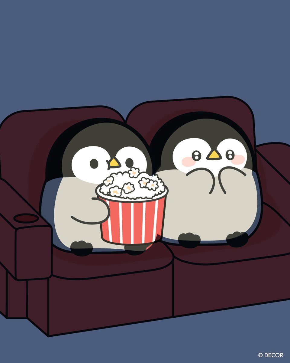 kokoro_penguin_'s tweet photo. 🐧＜楽しみだね〜！🥳✨
🐧＜ポップコーンおいしい
🐧＜上映前に全部食べちゃダメだよ…😅

#心くばりペンギン https://t.co/TI8bCaYc1t