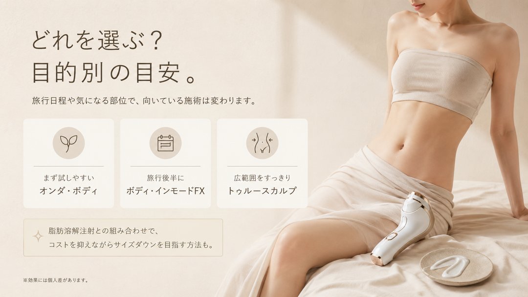 yeppuriko's tweet photo. 脂肪吸引って、やっぱり怖い。でも、「何もしない」のも嫌——そんな葛藤、ずっと抱えてない？

2026年の韓国、肌管理のトレンドが顔からボディへと本格シフト中。しかも「切らない・麻酔なし・施術後そのまま街へ」レベルの最新マシンが続々登場しています。

今注目の3つをざっくり整理すると——

✨ オンダ・ボディ
温かいマッサージ感覚でほぼ無痛。ダウンタイムゼロで、セルライトが気になる人に◎

⚡ ボディ・インモードFX
脂肪細胞にアプローチする高周波タイプ。効果は高めだけど、施術後3〜7日は内出血跡が残ることも。旅行後半に入れるのが正解。

🔥 トゥルースカルプ
お腹や腰まわりなど広範囲をまるごとサイズダウン。赤みは当日中に引いて、翌日の筋肉痛程度で済む。

さらに、脂肪溶解注射との組み合わせで、脂肪吸引と比べてコストを大幅に抑えながらサイズダウンを目指す方法も注目されています（効果には個人差があります）。

施術後は1日2リットル以上の水分補給だけ意識して。それだけで効果の出方が変わります。

旅行前に見返したい人は保存＆フォローしておいてね🌸