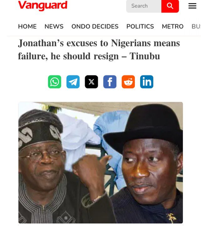 swaggerizedking's tweet photo. @idofoi Then on what grounds did Tinubu ask Jonathan to resign? Hypocrisy is a very pathetic sickness. https://t.co/AHwmVBKBIB