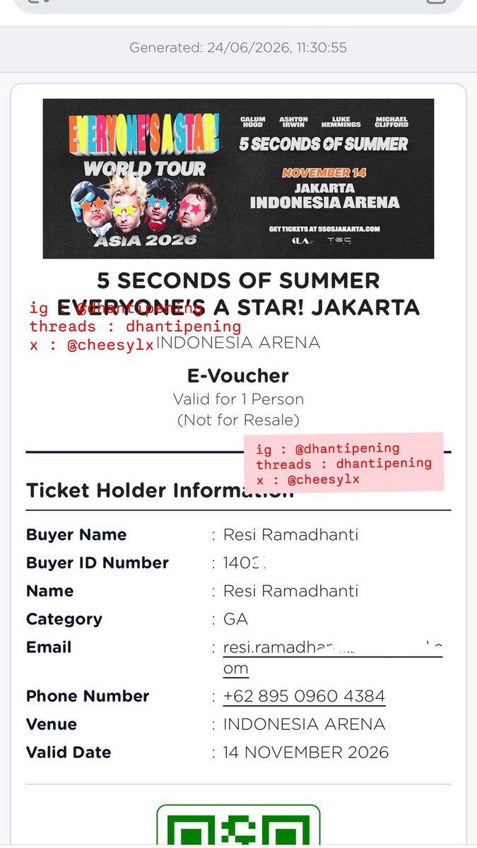 cheesylx's tweet photo. guys aku mau WTS tiket 5sos EAS Tour yang 14 Nov ini karena bentrok sama event race marathon huhu. 

cat : GA 1 tix
price : 2 juta (negotiable tipis)

kalo minat, boleh rep atau chat wa atau dm ke ig di ss ya. bisa juga COD malang kota kalo kalian worry

#wts 
#5sos
#eastour https://t.co/vuUTowyVLL