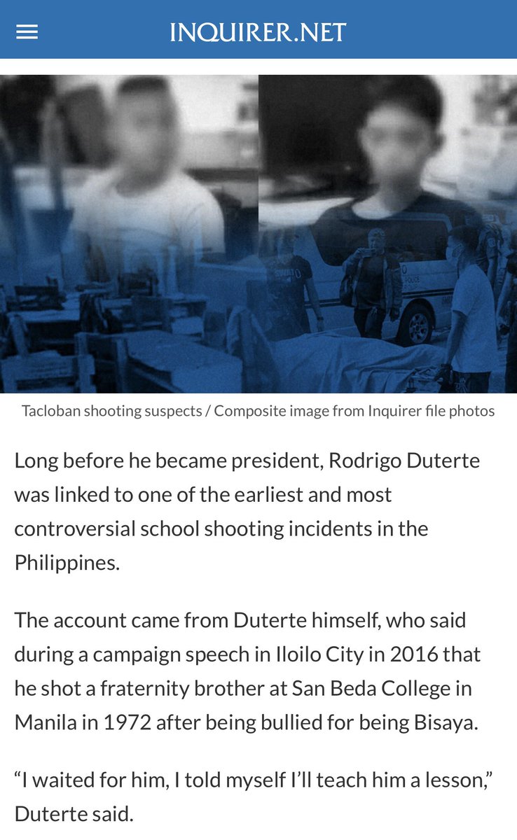 jesusfalcis's tweet photo. 🚨 Rodrigo Duterte: “I waited for him, I told myself I’ll teach him a lesson. If I get hit, I will shoot him. I was hit in the nose… Bang!”

⚠️ Parang Netflix na Teach You A Lesson kaso mali yung teacher at mali yung lesson na tinuturo sa Tacloban kids at mga Pilipino.

👊 https://t.co/pL6tHeRS0F