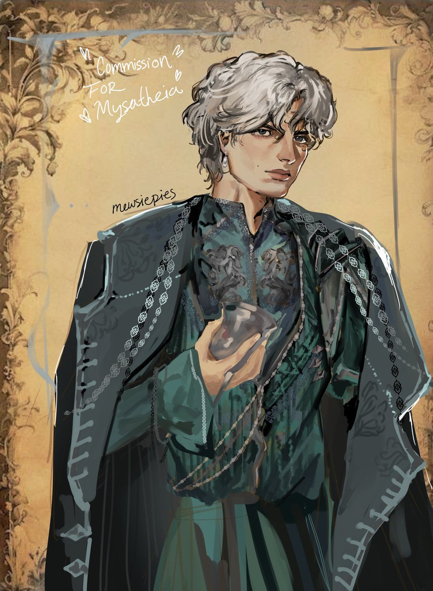 mewsiepies's tweet photo. The handsome Corwyn Velaryon 🐙🐉
So fun illustrating this! Thanks to my very sweet client: @mysatheia  💞

#asoiaf #oc #velaryon #art https://t.co/I14Ikha60i