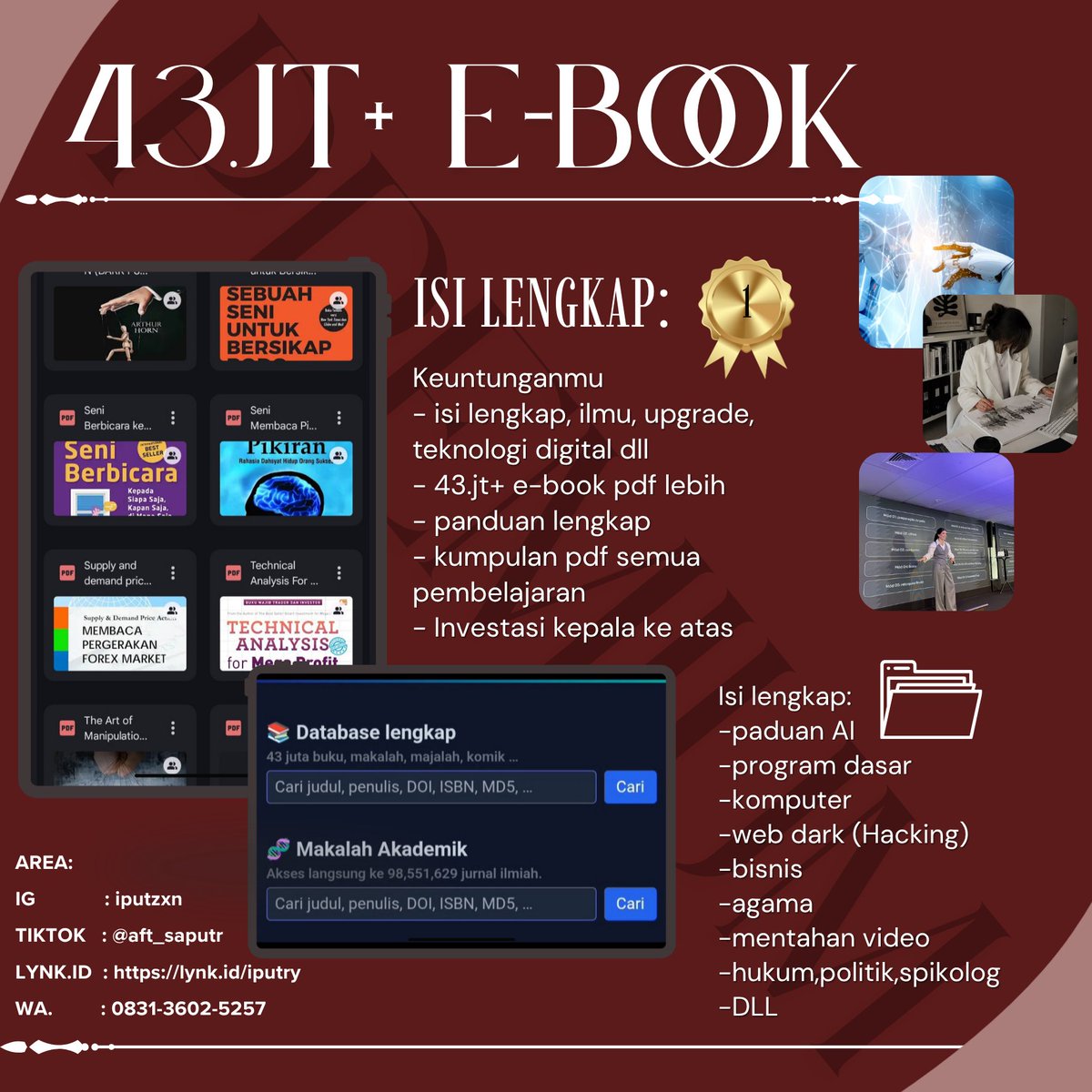 zxnputry's tweet photo. Langsung upgrade diri kmu hanya di sini, banyakin investasi kepala keatas, dgn bnyk membaca panduan disini: 

Link: https://t.co/c2eanKOTaP
- ada 43.jt+ pdf
- mindset bisnis 
- pblic speaking 
- all ebok

✅️ bisa baca di hp 
📝 format pdf semua 
🗂akses seumur hidup
#zonauang https://t.co/waQy1QPtq7