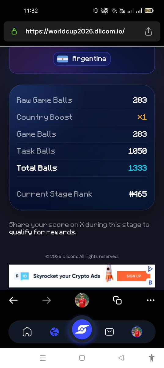 MdSohanMir3's tweet photo. I saved 283 balls with Argentina in Dili Keeper game by @DlicomApp

$7,500 prize pool is up for grabs 🏆

Can you beat me? Play here: https://t.co/twL3V5FL3x

#DiliKeeper #FIFAWorldCup #WorldCup2026 https://t.co/T0HHDj7Z8l