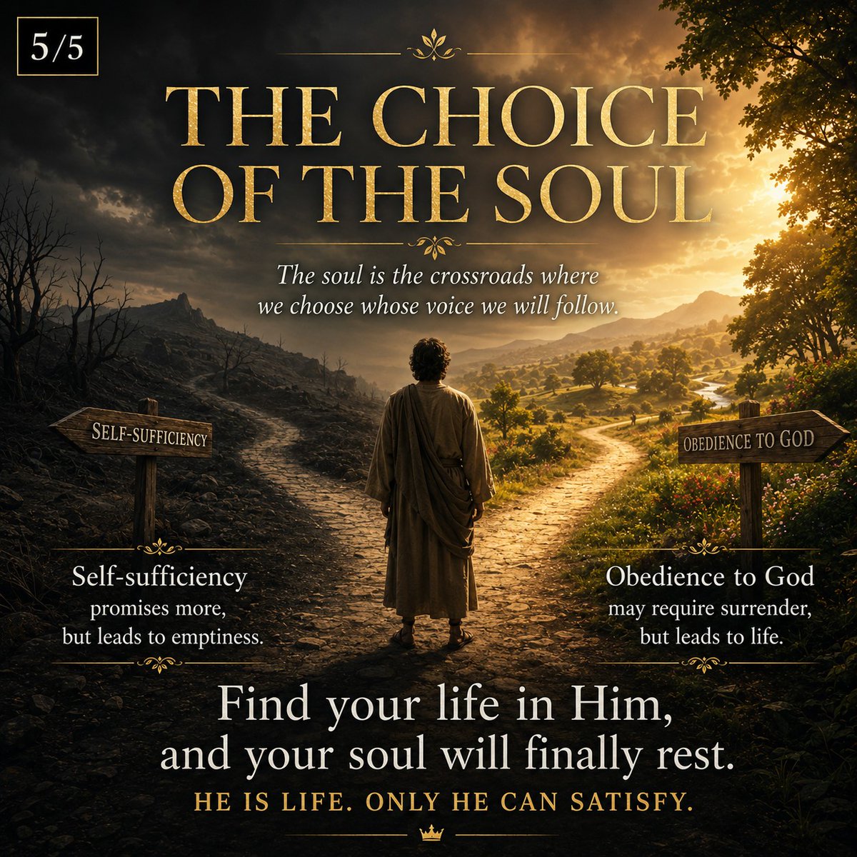 TruthForLives's tweet photo. Post 5/5

Self-sufficiency promises more, but leads to emptiness.

Obedience to God may require surrender, but it leads to life.

Find your life in Him, and your soul will finally rest.

#ObedienceToGod #RestlessHeart #ChristianTruth #TruthForLives https://t.co/MCt0N4hWbj