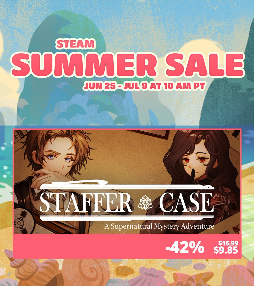 Team_Tetrapod's tweet photo. 📢 #StafferSeries Steam Summer Sale Announcement
Staffer Retro, the latest title in the our series, had a successful run during Steam Next Fest. To show our appreciation, we’re joining the Steam Summer Sale. We hope you’ll check it out and add wishlist!
1️⃣ Staffer Case | 42% OFF
https://t.co/5ZEhNVArLo
2️⃣ Staffer Reborn | 41% OFF
https://t.co/WAfH0gMiaq
Scheduled sale start time:
June 25, 2026 (Thu) at 10:00 AM PDT