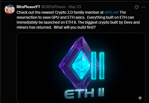 ETH_II_Official's tweet photo. @OBitsPlease Who knew, this crazy little idea would evolve into such a beast so fast?  Thank you to everyone who helped this project achieve so many goals so fast.  It's been a crazy ride and I can't wait to see where it takes all of us.  #ETHII #PoW #Crypto #Mining #LightSpeed https://t.co/GRLiQCGjdu