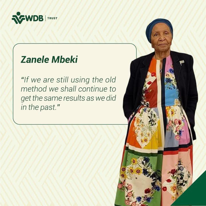 WDBtrust's tweet photo. Youth have the power to break cycles of poverty by bringing new ideas, courage, and solutions for a better South Africa. Zanele Mbeki once said “If we are still using the old method we shall continue to get the same results as we did in the past.” https://t.co/P9GQlReirW