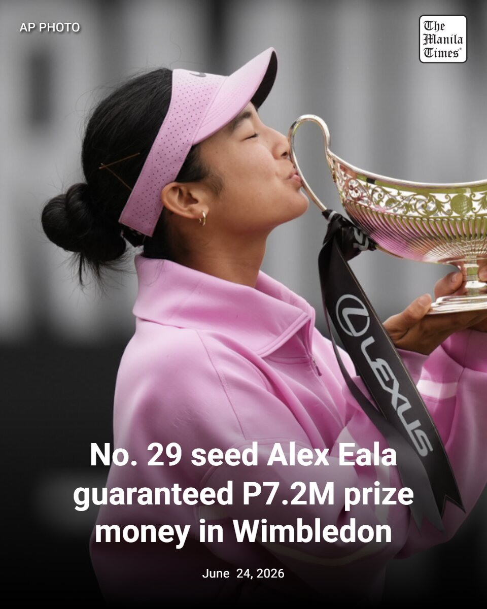 TheManilaTimes's tweet photo. MANILA, Philippines — Filipino tennis ace Alex Eala will secure at least £89,000 or more than P7.2M prize money in her Wimbledon return in London, England.

Full story in the comments. https://t.co/x9EXZ15jib