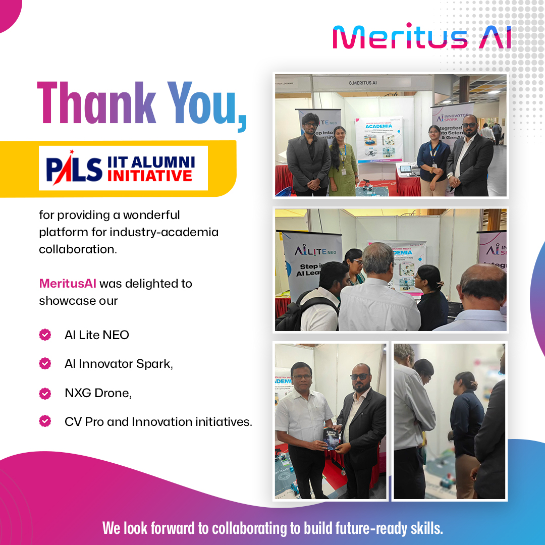 MeritusAI's tweet photo. Thank you, @PALS – IIT Alumni Initiative, for an excellent platform for industry-academia collaboration.
We look forward to collaborating with institutions. through workshops, hackathons, internships, innovation challenges, and entrepreneurship initiatives. 
#IITMadras #Ai https://t.co/YEvuoryFRU