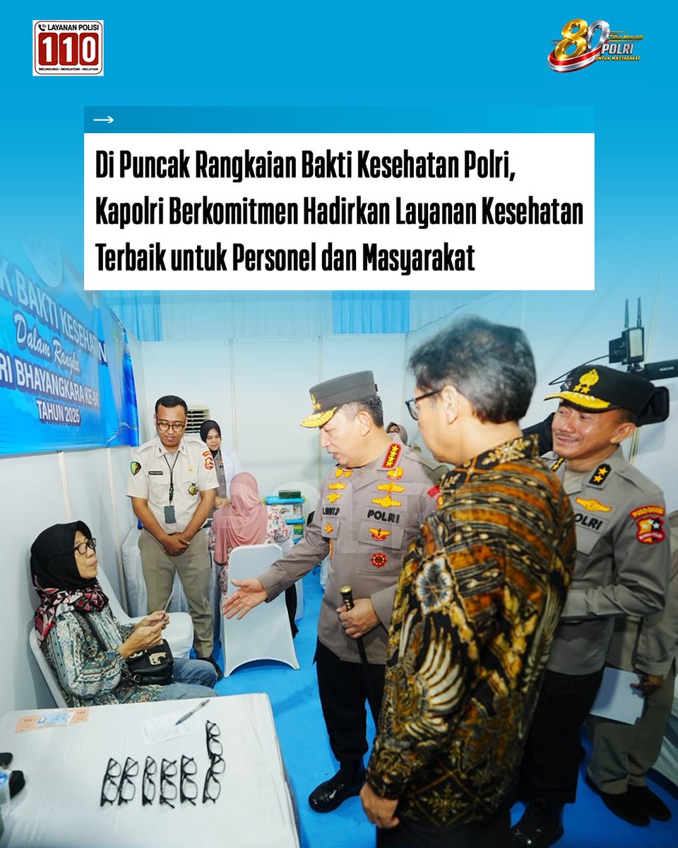 humas_IT_II's tweet photo. Kapolri, Jenderal Polisi Drs. Listyo Sigit Prabowo, https://t.co/huCYr2zU3b., menegaskan komitmen Polri untuk terus memberikan pelayanan kesehatan terbaik bagi masyarakat dan anggota kepolisian di seluruh Indonesia. Komitmen tersebut disampaikan saat menghadiri puncak Bakti https://t.co/H7iGYFIv5i