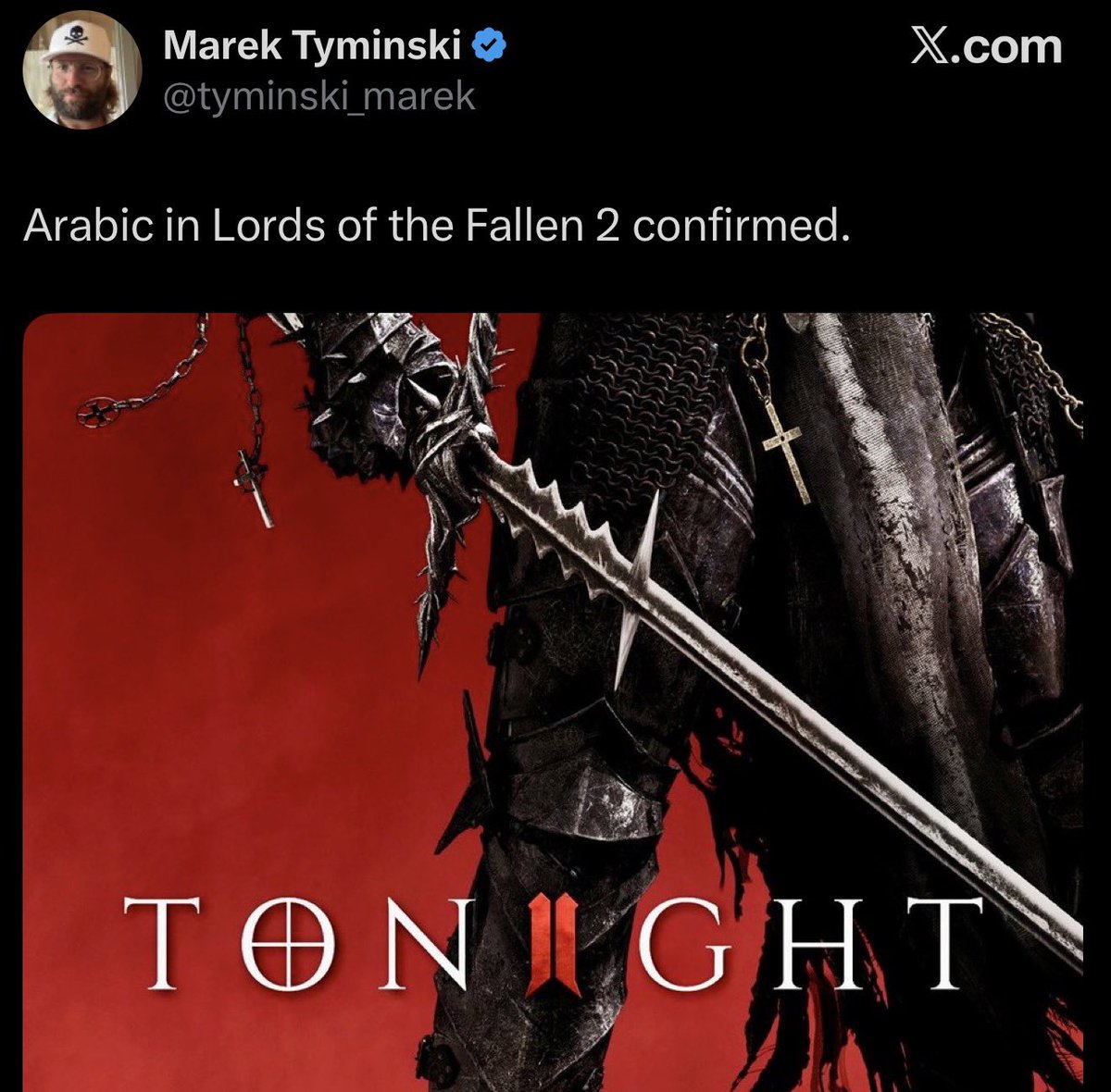 7asawiGamer's tweet photo. ⚠️| لم نحتاج إلى حملة تعريب، ولا إلى مُطالباتٍ أو ضغوطات على الاستوديو المُطور. قرر أن يدعم سوقاً كبيراً ليجذب نحوه أكبر عددٍ من الجمهور، ونفذ ذلك 💫

• بشكلٍ رسمي، لعبة LORDS OF THE FALLEN 2 ستدعم اللغة العربية للحوارات والقوائم بتأكيدٍ من الرئيس التنفيذي لاستوديو CI Games. https://t.co/L95ULE0IGA