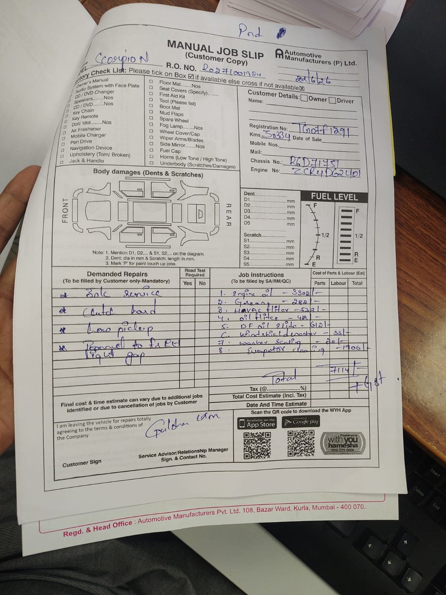 jitendrarvs's tweet photo. @anandmahindra @Mahindra_Auto Dear Team,i have paid the bill. However, I will take delivery of my car only after receiving confirmation on the following two points:The contact details of the senior person whom I can directly contact for any future service.what action you aretakin https://t.co/EKQBhw3AcP
