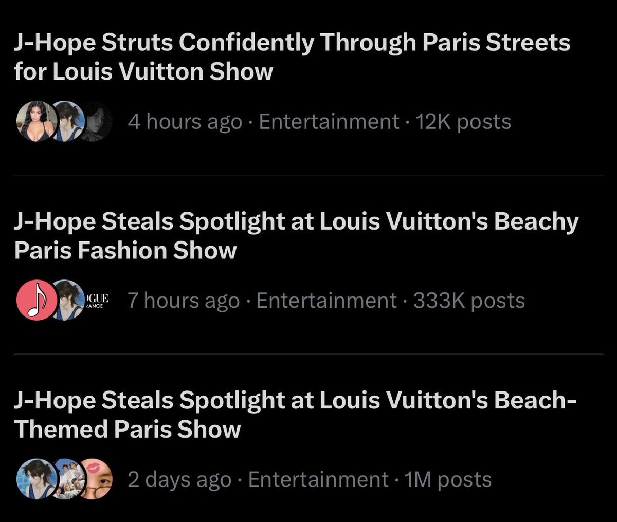 MapOfTheHoseok's tweet photo. #JHOPE Steals Spotlight at Louis Vuitton's Beach-Themed Paris Show:
+1 MILLION POSTS 🤯

#JHOPE Steals Spotlight at Louis Vuitton's Beachy Paris Fashion Show:
+333K POSTS 🔥

OH JUNG HOSEOK YOU’LL ALWAYS BE FAMOUS 😮‍💨

#jhopexLouisVuitton #LouisVuitton #jhopexLVMenSS27 #LVMenSS27 https://t.co/bKY2R3Gxx9