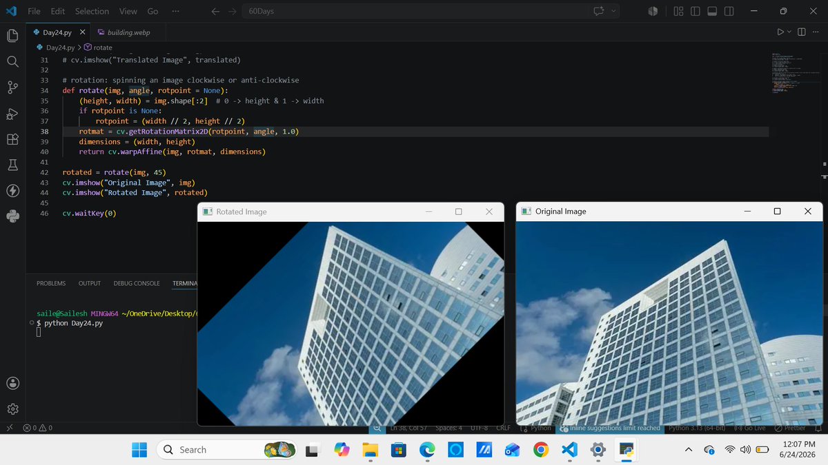 #LSPPDay24 Today, I learned basic image transformations in OpenCV ...