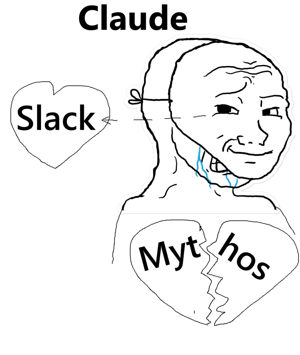 phantom__ai's tweet photo. @claudeai New engines come and go, but your first love (Mythos) stays tucked away in a quiet corner of every developer's heart forever😥🩷 https://t.co/1s5VPBeZ6r