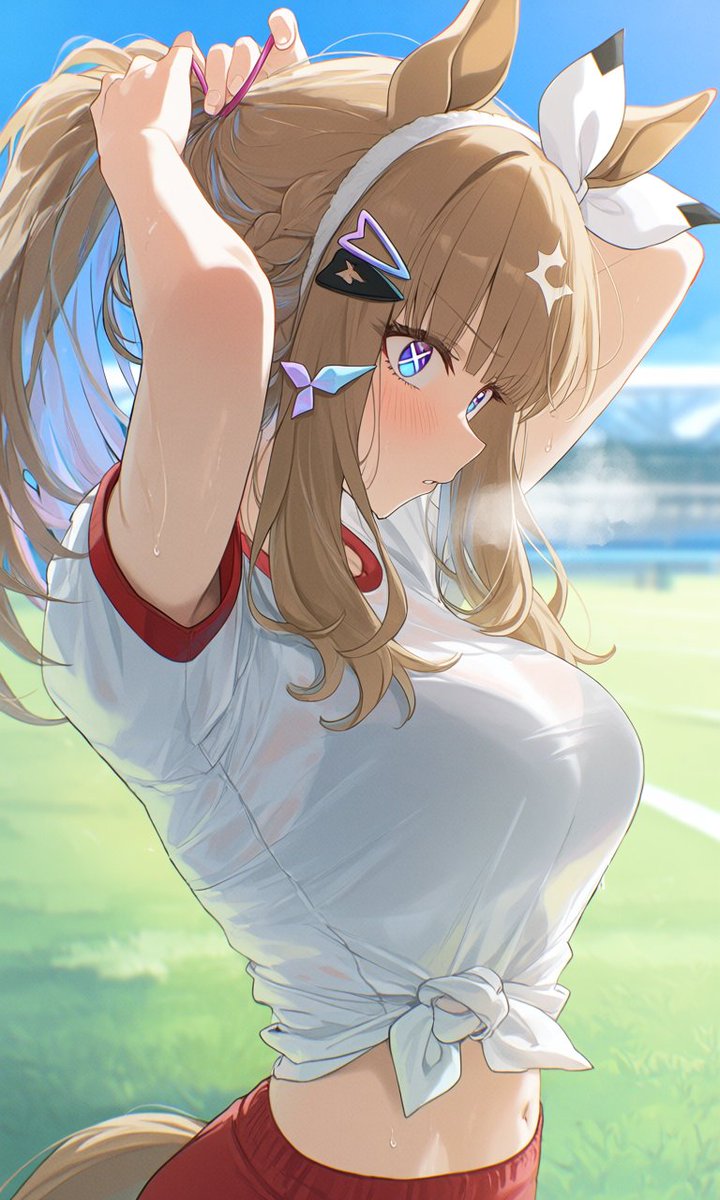 guridoru294's tweet photo. 本気のときはヘアゴムを付けるアイちゃん
 #ウマ娘
 #アーモンドアイ https://t.co/HGm9SCUXTi