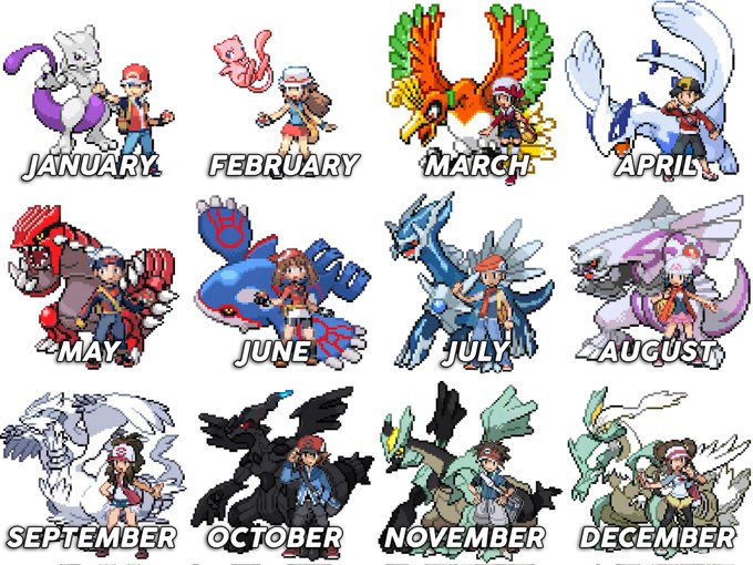 PokeDailyPost's tweet photo. The month of your birth is the pokémon trainer and legendary you turn into👇 https://t.co/O1jTrOxpdU