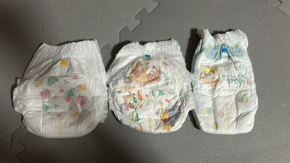 origuchi_31's tweet photo. @mayu_mata メリーズ🐰、グーン🐭、パンパース🐯

パンパースが圧倒的書きやすい
メリーズとグーンは厚みがあるからシワシワだよね笑 https://t.co/QAJ6BE9qYw