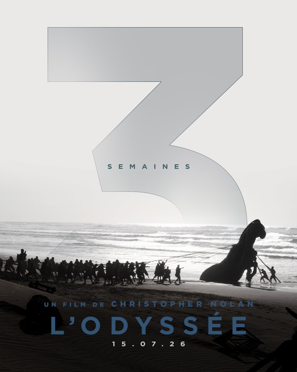 UniversalFR's tweet photo. Dans 3 semaines, vivez l'événement cinéma de l'année avec L’Odyssée.
Le nouveau film de Christopher Nolan, exclusivement au cinéma le 15.07.26.
Réservez vos places ▶ https://t.co/Rq9wqU0sZq
#LOdysséeLeFilm https://t.co/TPv4p3lSKX