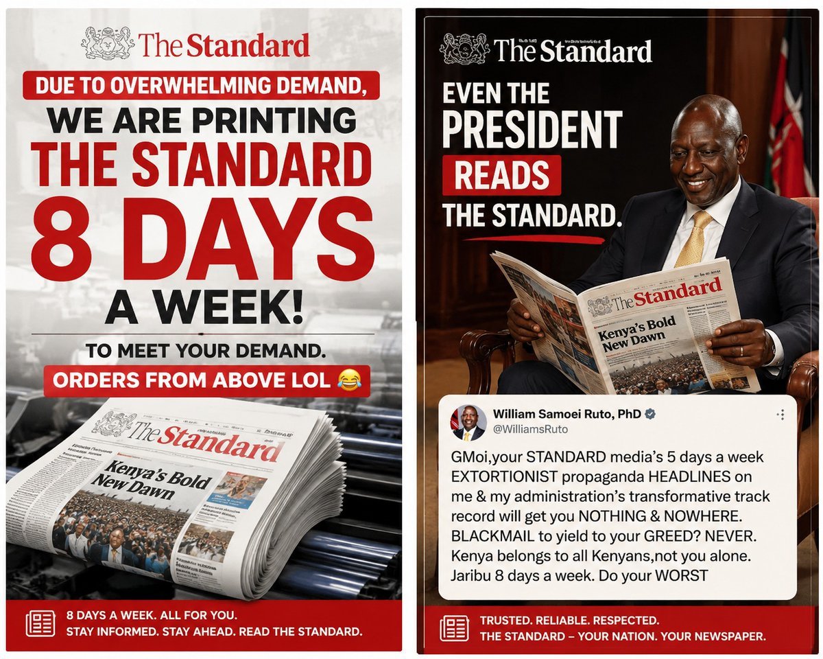 LilithBlack25's tweet photo. @WilliamsRuto Now you'll be reading The Standard 8 days a week ukitoa bubbles kwa mapua https://t.co/gv8vuJN9mU