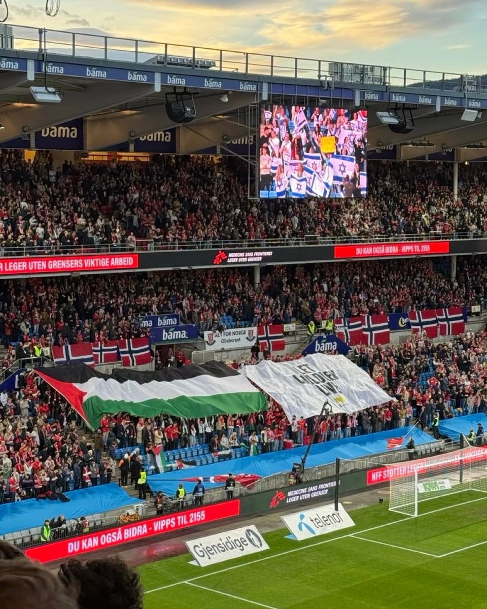 ultras_antifaa's tweet photo. Norwegian supporters, who have often made headlines at the #2026WorldCup, also showed strong support for Palestine during the World Cup qualifier against Israel.

The proceeds from the match, which #Norway won 5-0, were donated by the Norwegian Football Federation (NFF) to humanitarian aid efforts in Gaza.