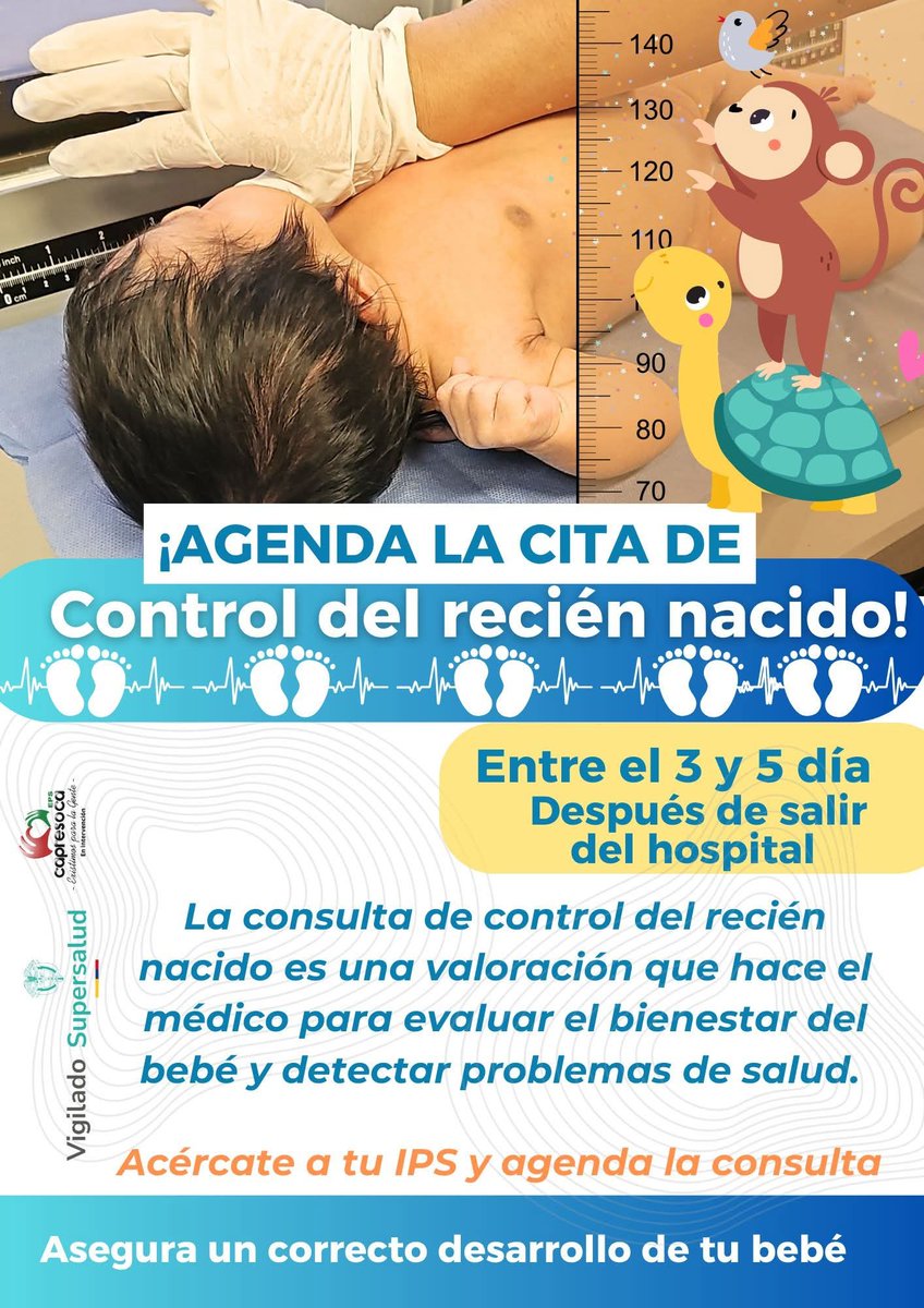 Capresoca2025's tweet photo. No olvides llevar a tu hijo 👶a la consulta del recién nacido,  entre el 3 y 5 día de egreso del hospital🏥. 

Consulta en el centro médico donde accedes a los servicios de salud en tu municipio o donde te realizaron los controles prenatales🤰. https://t.co/Si9rFVrYpw