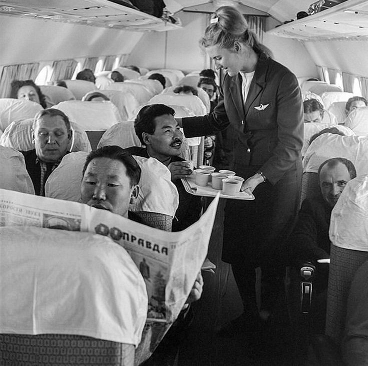sovietvisuals's tweet photo. Aeroflot Soviet airlines on-board service. Photo by Varfolomey Teterin, 1966. https://t.co/VAYYHd76IJ
