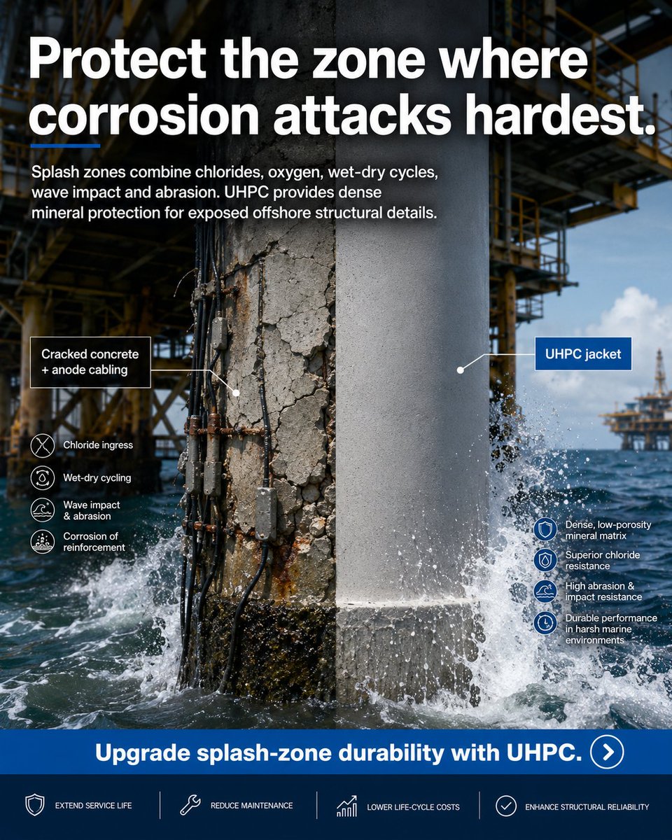 dk_wpe's tweet photo. 30 Years of Innovation:  WPE-DK: Anode/Cathodic Corrosion Protection vs. UHPC Corro... https://t.co/GUop1ALKii 
#UHPC #CorrosionProtection #OffshoreEngineering #MarineInfrastructure #PortInfrastructure #CathodicProtection #Durability #LifecycleCosts #InfrastructureMaintenance https://t.co/jApT5FASde