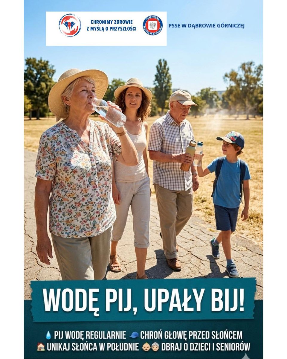 PSSEDabrowaG's tweet photo. ☀️ UPAŁ TO NIE ŻARTY – ZADBAJ O SIEBIE I BLISKICH! 
Przed nami dni z bardzo wysokimi temperaturami. Upał może być niebezpieczny dla zdrowia, a nawet życia. Szczególną ostrożność powinny zachować dzieci, seniorzy oraz osoby przewlekle chore.

❤️Dbajmy o siebie i innych. https://t.co/pxfBMYCGz7