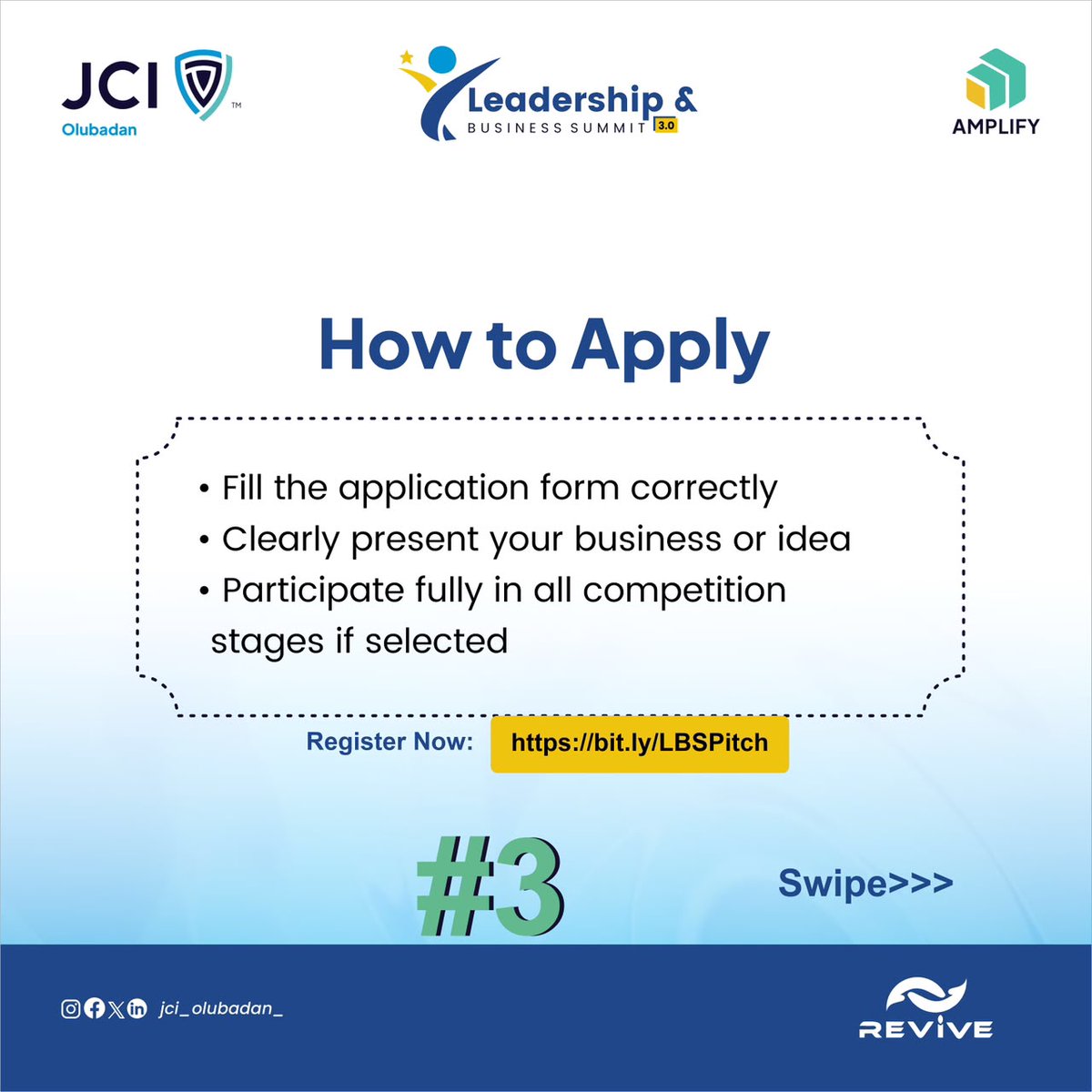 JCIOLUBADAN_'s tweet photo. Got an idea?
Building a business?
This is for you!
We've answered the questions you might have about the Business Pitch Competition.
The stage is set. The opportunity is yours!
Apply here: https://t.co/nx5LkQHVEG
#Revive
#JCIOlubadan
#JCINigeria
#LBS3.0 https://t.co/8h0w68gbHu