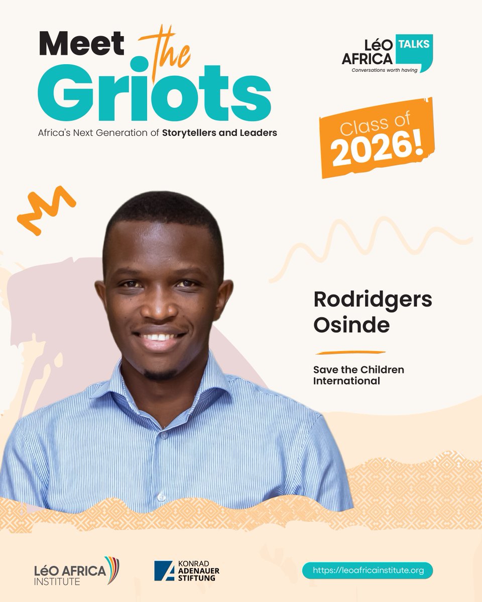 LeoAfricaInst's tweet photo. 📍Introducing Our 2026 Griots Fellows

Africa's story is best told by those living it. We are proud to announce the first cohort of the 2026 #Griots Fellowship — storytellers, advocates, and changemakers shaping authentic African narratives and building the continent through the power of storytelling.

Yvonne Mpambara @__Mpambara — As a social justice lawyer and founder of the Foundation for Female Presidential Aspirants (FFPA), Yvonne is writing a bold new chapter in African political history where women lead at the highest levels. Her work is a story of power, dignity, and possibility for African women.

Achola Dinah @DinahAchola — Achola is reshaping Uganda's education narrative. As Fellowship Marketing & Recruitment Officer at Teach For Uganda and president of its 400+ member alumni network, she is building a community of leaders invested in expanding access to quality education, a story of equity and generational change.

JulietGrace Luwedde @JulietGracey — JulietGrace tells Africa's climate story from the ground up. Co-Founder of Isheja Eco-Legacy Foundation, she bridges grassroots communities with global policy spaces, centering youth, women, and marginalized voices in environmental justice and land restoration.

#RodridgersOsinde — At Save the Children International, Rodridgers drives transformation in humanitarian systems, aligning teams, managing change, and ensuring communities are served better. His work narrates Africa's capacity to build resilient institutions from within.

Together, these fellows embody the Griots spirit — preserving what matters, challenging what must change, and narrating Africa's future with courage and clarity.

🔗 Learn more about the Griots Fellowship: https://t.co/Kbk8ZGTWta

More fellows are loading...

#GriotsFellowship #LéOAfricaInstitute #AfricanStorytellers