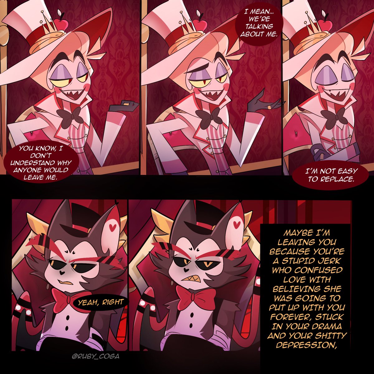 ruby_coga's tweet photo. Therapy 🍎🐾 #hazbinfanart #HazbinHotelLucifer #hazbinhotelseason2 #HazbinHotel #hazbinVaggie #HazbinHotelFanart #HazbinHotelHusk #HazbinHotelLuciferfanart #HazbinHotelLilith https://t.co/LHlJ6uJCl2