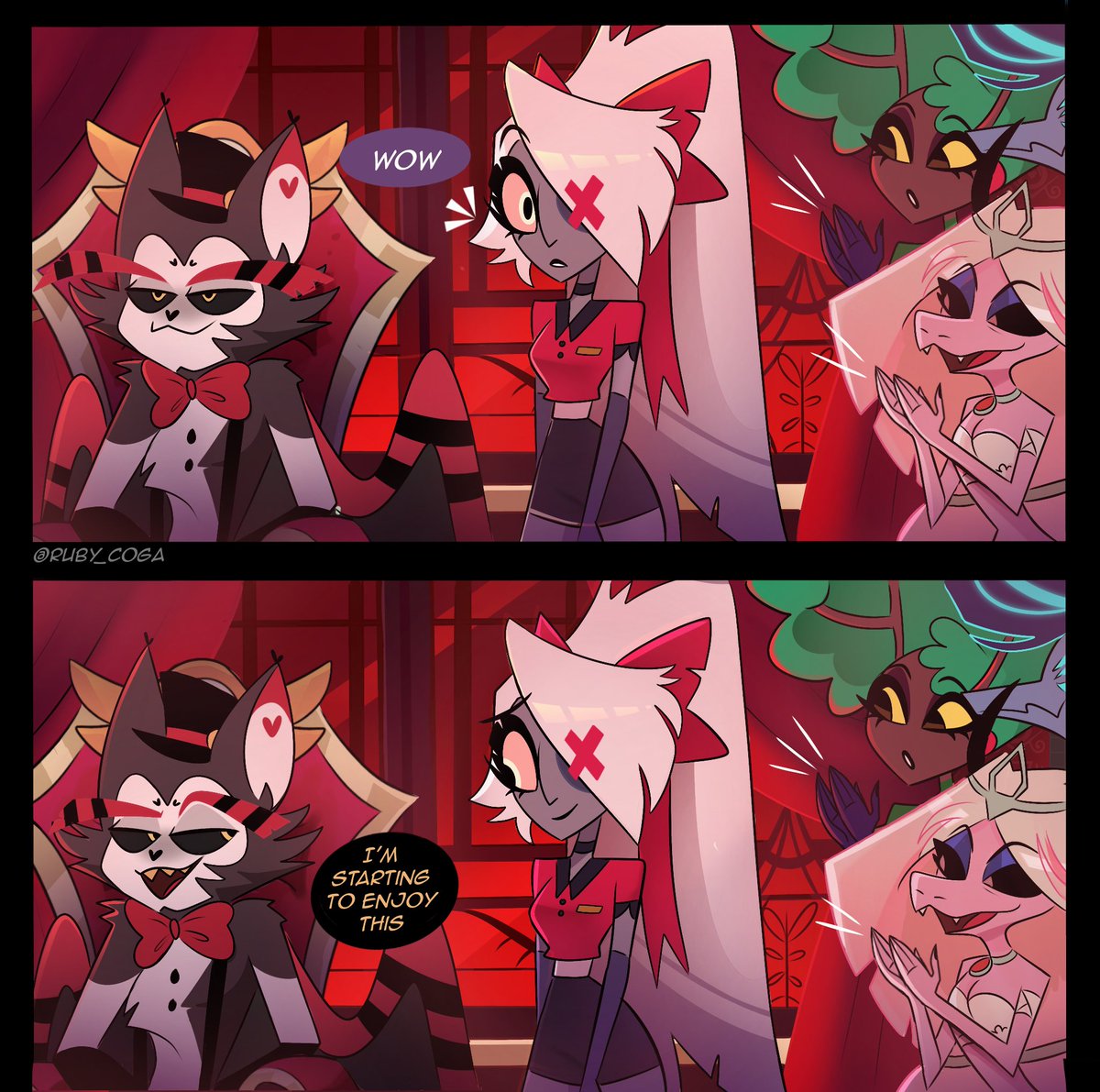 ruby_coga's tweet photo. Therapy 🍎🐾 #hazbinfanart #HazbinHotelLucifer #hazbinhotelseason2 #HazbinHotel #hazbinVaggie #HazbinHotelFanart #HazbinHotelHusk #HazbinHotelLuciferfanart #HazbinHotelLilith https://t.co/LHlJ6uJCl2