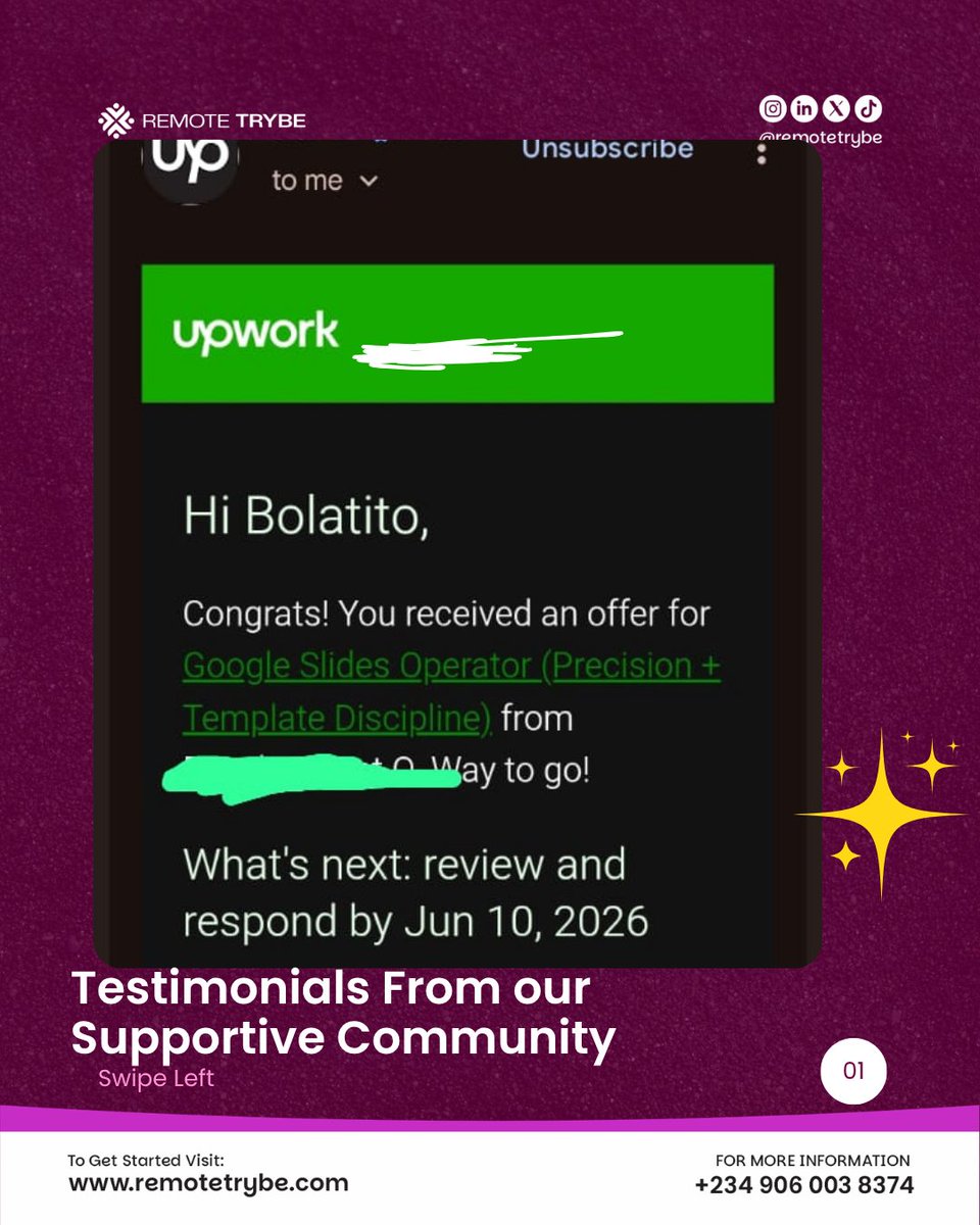 remotetrybe's tweet photo. Congratulations to our student on landing yet another international job🎉
When you truly know your onions and have the right skills, clients will keep finding you.
If you want to work from home &amp; earn ,join us 👇https://t.co/dneXC5pJZd
#Ronaldo 
#Happy39th 
#messi 
#Amen
#remote https://t.co/krDojCATCg
