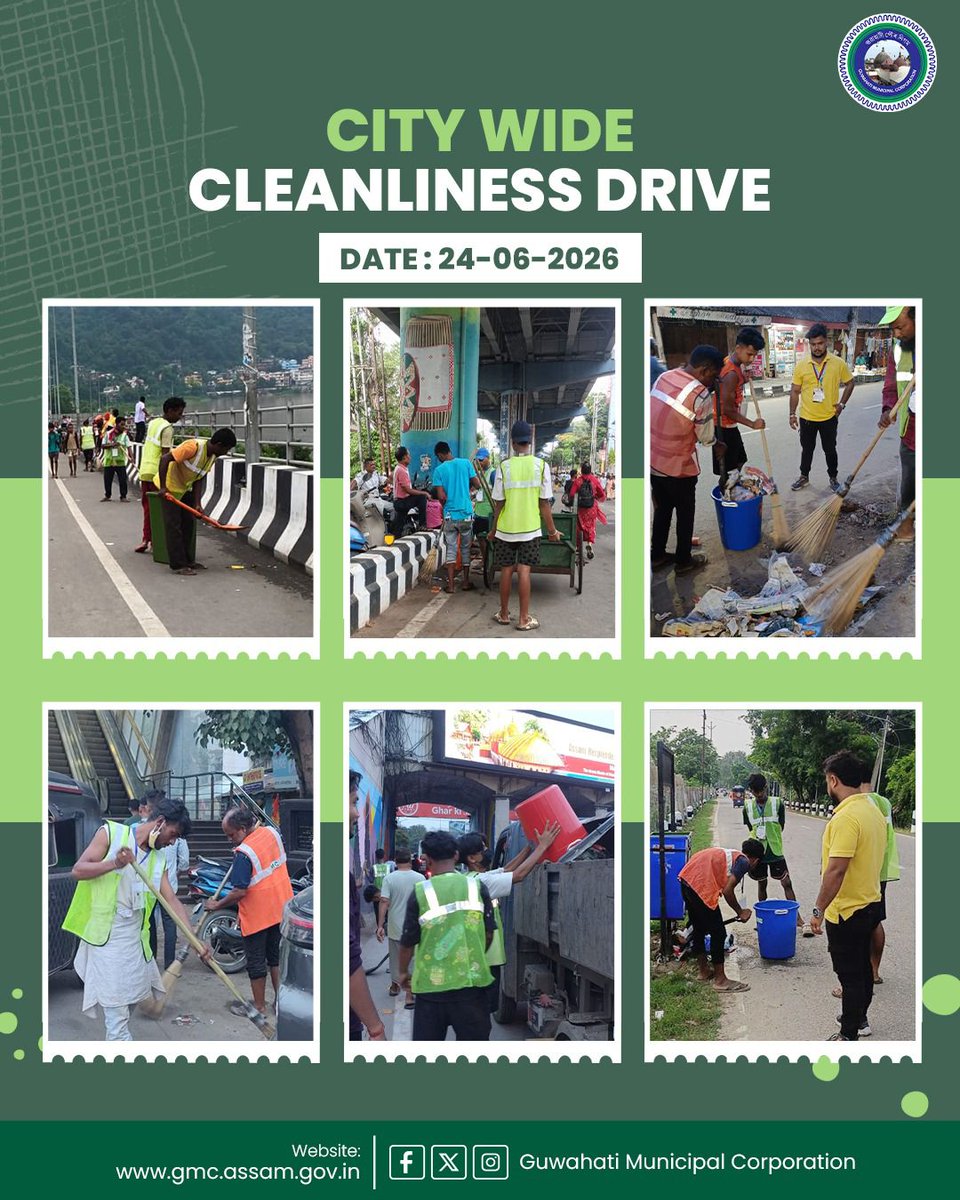 gmc_guwahati's tweet photo. Consistent efforts lead to lasting change.
 Highlights from our sanitation teams continuing their daily dedicated work to keep our Guwahati clean and Swachh. 

Clean Guwahati, Our Commitment

#gmc #swacchbharatabhiyan #swachhguwahati #keepcityclean #our_guwahati_our_responsibility