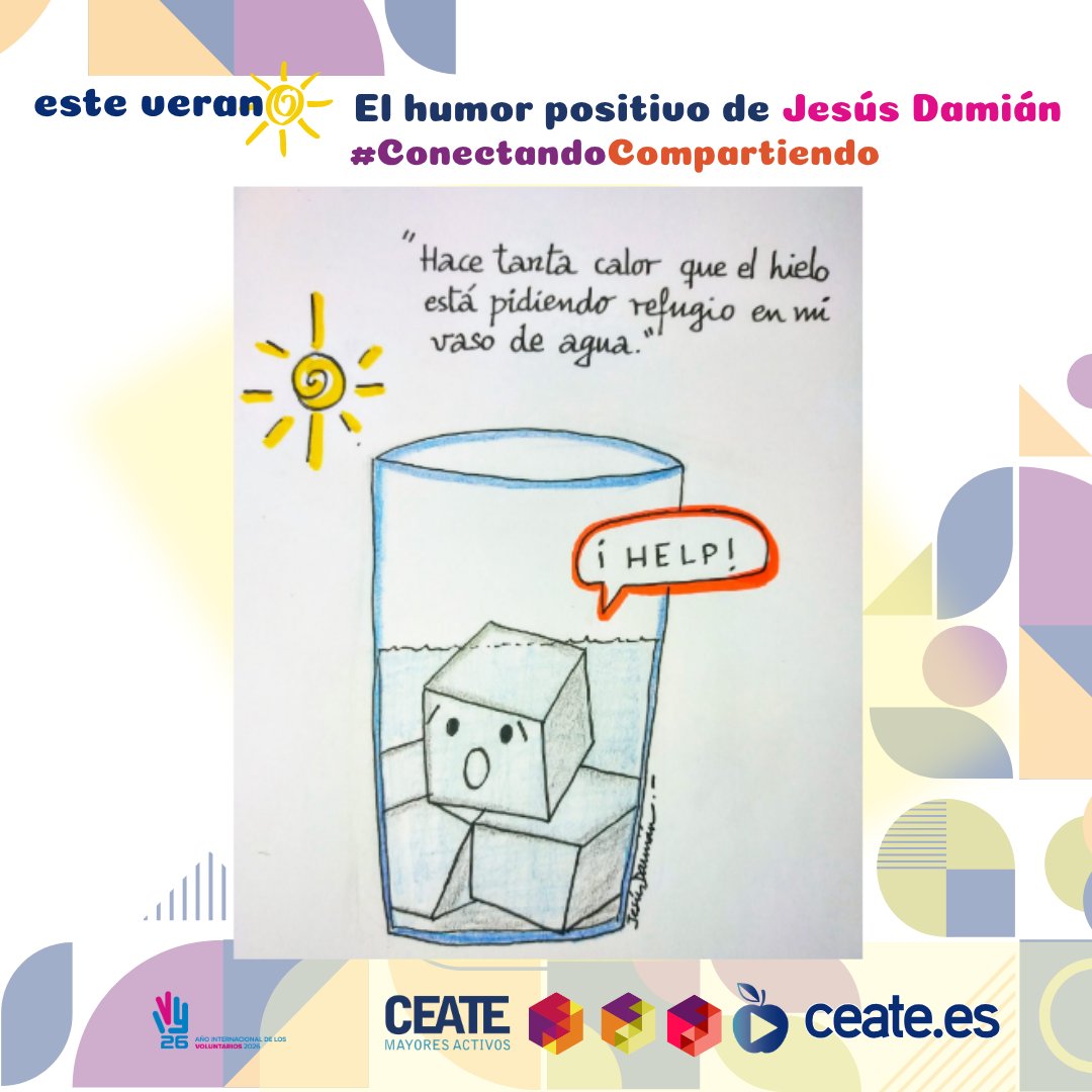CEATE_mayores's tweet photo. 😃#ConectandoCompartiendo ¡¡Buenos días!! En plena #oladecalor ☀️ un poco de #humor junto con #JesusDamián 
"𝘏𝘢𝘤𝘦 𝘵𝘢𝘯𝘵𝘢 𝘤𝘢𝘭𝘰𝘳 𝘲𝘶𝘦 𝘦𝘭 𝘩𝘪𝘦𝘭𝘰 𝘦𝘴𝘵á 𝘱𝘪𝘥𝘪𝘦𝘯𝘥𝘰 𝘳𝘦𝘧𝘶𝘨𝘪𝘰 𝘦𝘯 𝘮𝘪 𝘷𝘢𝘴𝘰 𝘥𝘦 𝘢𝘨𝘶𝘢" https://t.co/XuVjy0lasJ