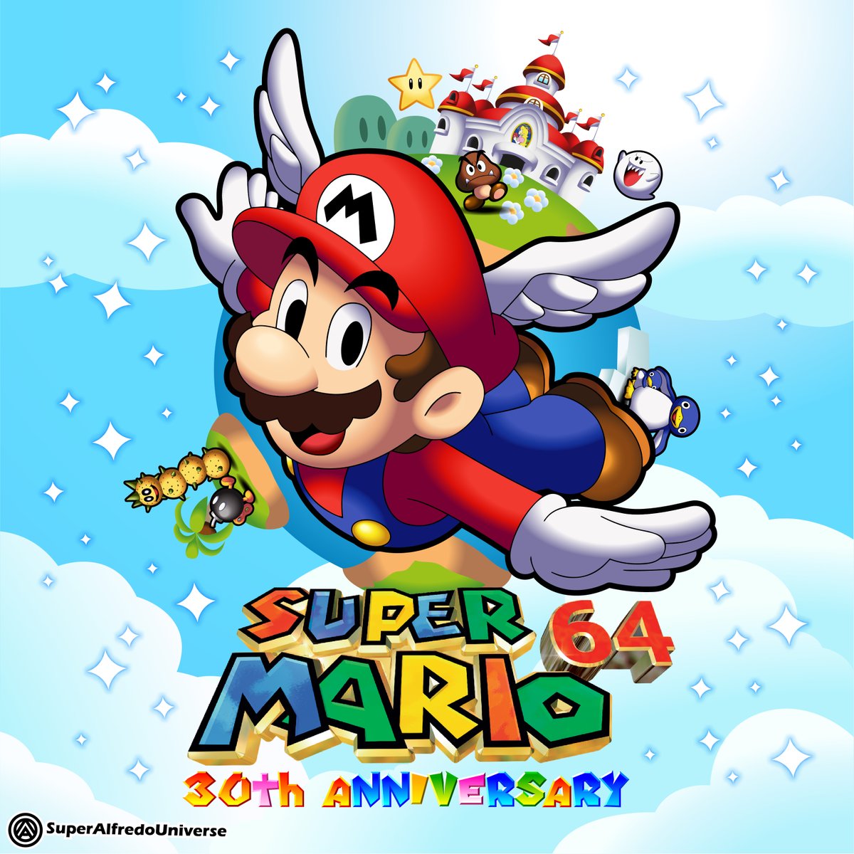 SuperAlfredoUn1's tweet photo. 30 years later, and this game is still so much fun. 🌟

#SuperMario64 #Mario #Nintendo #Fanart #digitalart https://t.co/kdzZ2NbUj1