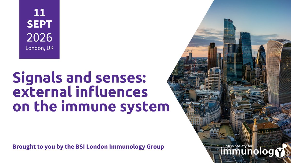 bsicongress's tweet photo. Less than a week left to submit your abstract for #LIG26!

Share your research at this 1 day London meeting exploring how environmental signals shape immune responses, alongside leading researchers inc Yasmine Belkaid and Petter Brodin.

Deadline: 29 June: https://t.co/6DiaY9MmCb https://t.co/dIDJ5qYwmR