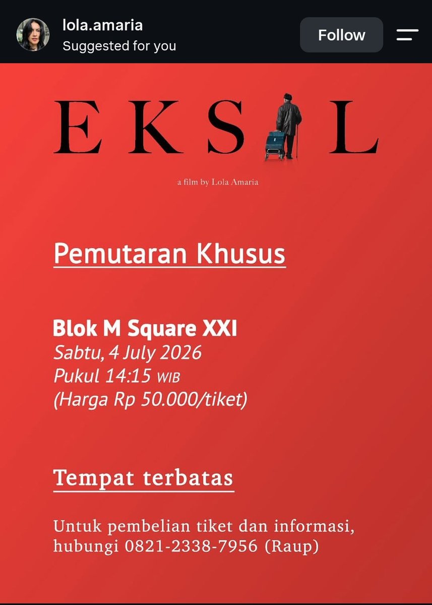 senogp's tweet photo. Yang mau nonton Eksil, ada pemutaran khusus di Blok M. 

Film dokumenter yang SANGAT BAGUS dan membuka mata. https://t.co/8Ypy2XbLdU