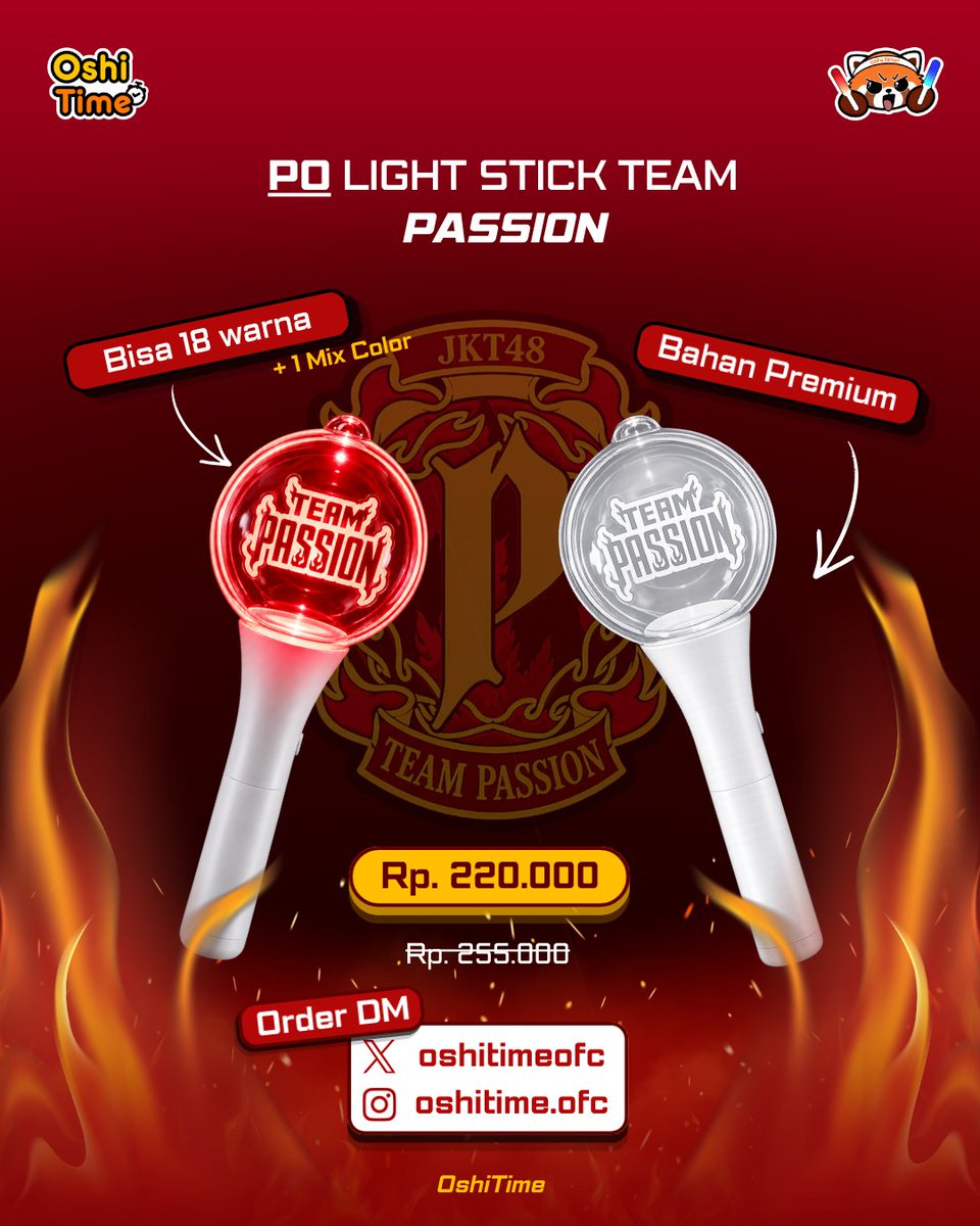 oshitimeofc's tweet photo. PO LIGHT STICK TEAM PASSION RESMI DI BUKA‼️

Kini saatnya menyalakan semangat itu bersama Light Stick Team Passion!😎🔥

✅ 18 Warna + 1 Mix Color
✅ Bahan Premium

💰 Promo Rp220.000 (Normal Rp255.000)

Order via DM sekarang juga!📩

Stok terbatas. Jangan sampai kehabisan!🫵🏻 https://t.co/WIkEGLa230