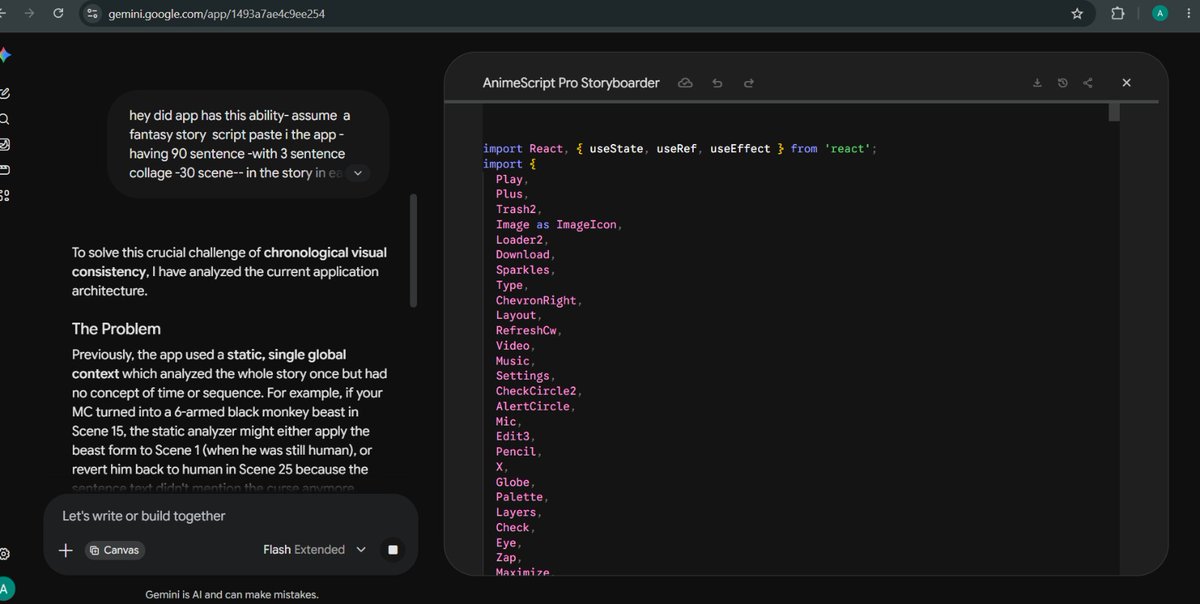 AnuragkrOrg's tweet photo. @GeminiApp  Trying to create a canvas web all in gemini but the preview section go invisible..... https://t.co/djQU9qEfD7