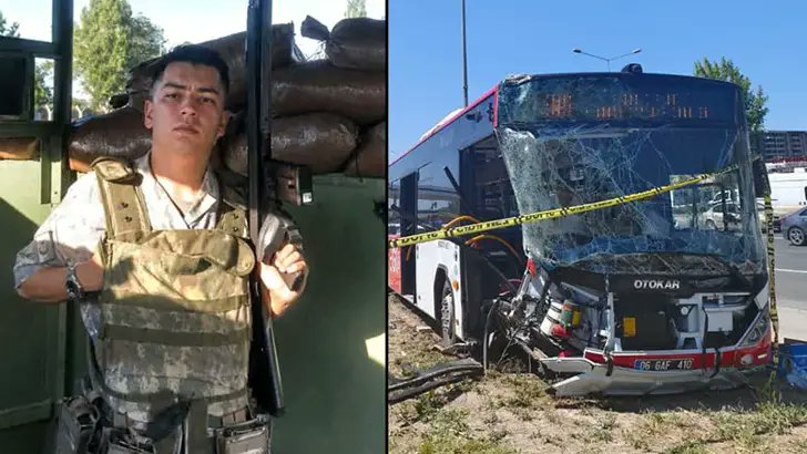 daktilock's tweet photo. Ankara'da belediye otobüsü ile hafif ticari aracın karıştığı kazada yaşamını yitiren kişinin, vatani görevini başkentte yapan 20 yaşındaki Hamza Efe Doğan olduğu belirlendi. https://t.co/33HtT69VYz