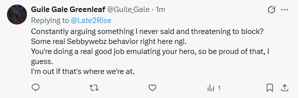 Late2Rise's tweet photo. Does the exact thing he complains about @Sebbywebz blocks me because he can't have a conversation an honest one. But when Sebby does it. It's problematic. Got it, all I was saying he has a right because what is the point trying to convince someone when they won't listen.Hypocrite https://t.co/A2sC3ZE5O3