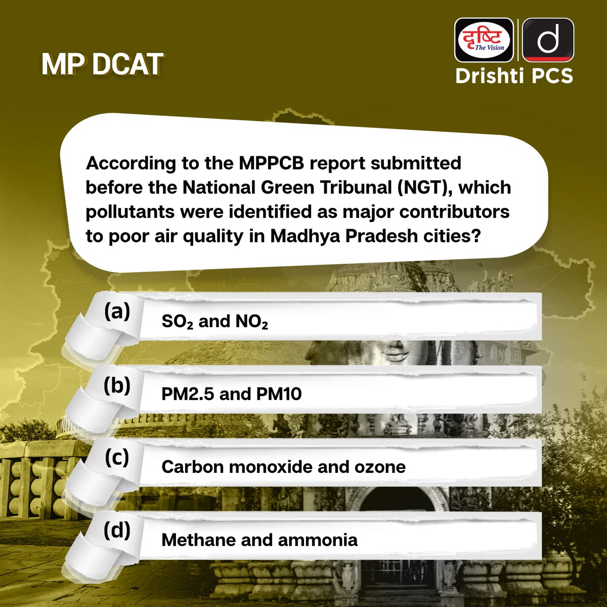 DrishtiPCS's tweet photo. Find the solution to this quiz in our State DCAT magazine. Get your copy of this magazine to ace your exam today!
.
Check out the sample PDF available on the Drishti Learning App.
.
#AirPollution #AirQuality #MPPCB #MadhyaPradesh #DCAT #StatePCS #PCS #DrishtiPCS https://t.co/idNG9sq05j