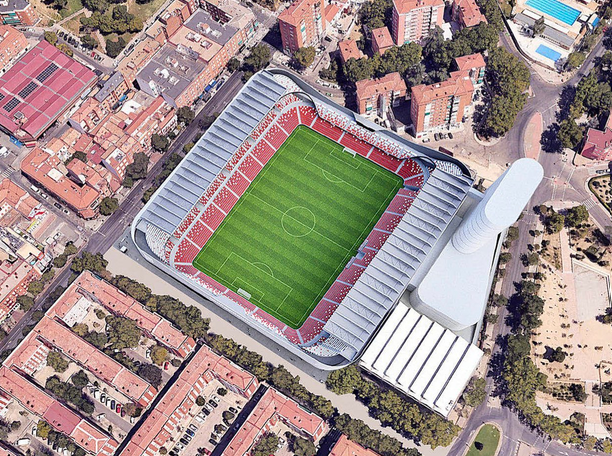 GradaBpro's tweet photo. 🏗️ El nuevo estadio de Vallecas.

💰 Coste de 60 millones €. 
🏟️ Capacidad para 18.500 espectadores.
🗓️ Tiempo de ejecución: 2 años.

ℹ️ @elmundoes https://t.co/YRQOmzt7iJ