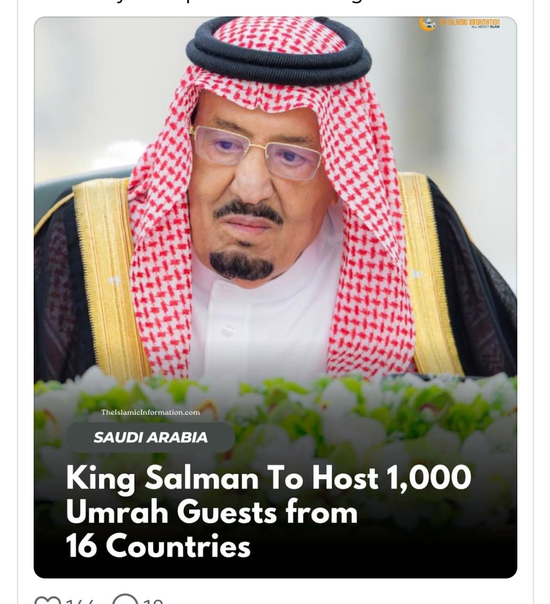 TWirkom's tweet photo. May Allah preserve the King Salman, reward him , protect the entire Kingdom, it Government and citizens and reward them immensely for their services to Islam in particular and humanity in general https://t.co/t3S7nzVyPG