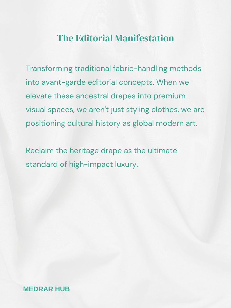 Medrarhub's tweet photo. Ancestral draping is a masterclass in fluid math. Creative Directors & Stylists can leverage ancient draping to build pieces using zero-waste, zero-cut engineering. Reclaim heritage mechanics for luxury.
#fashionstylists #creativedirectors #medrarhub #thrivetribe #thefashionhub https://t.co/pJJwzzawAq
