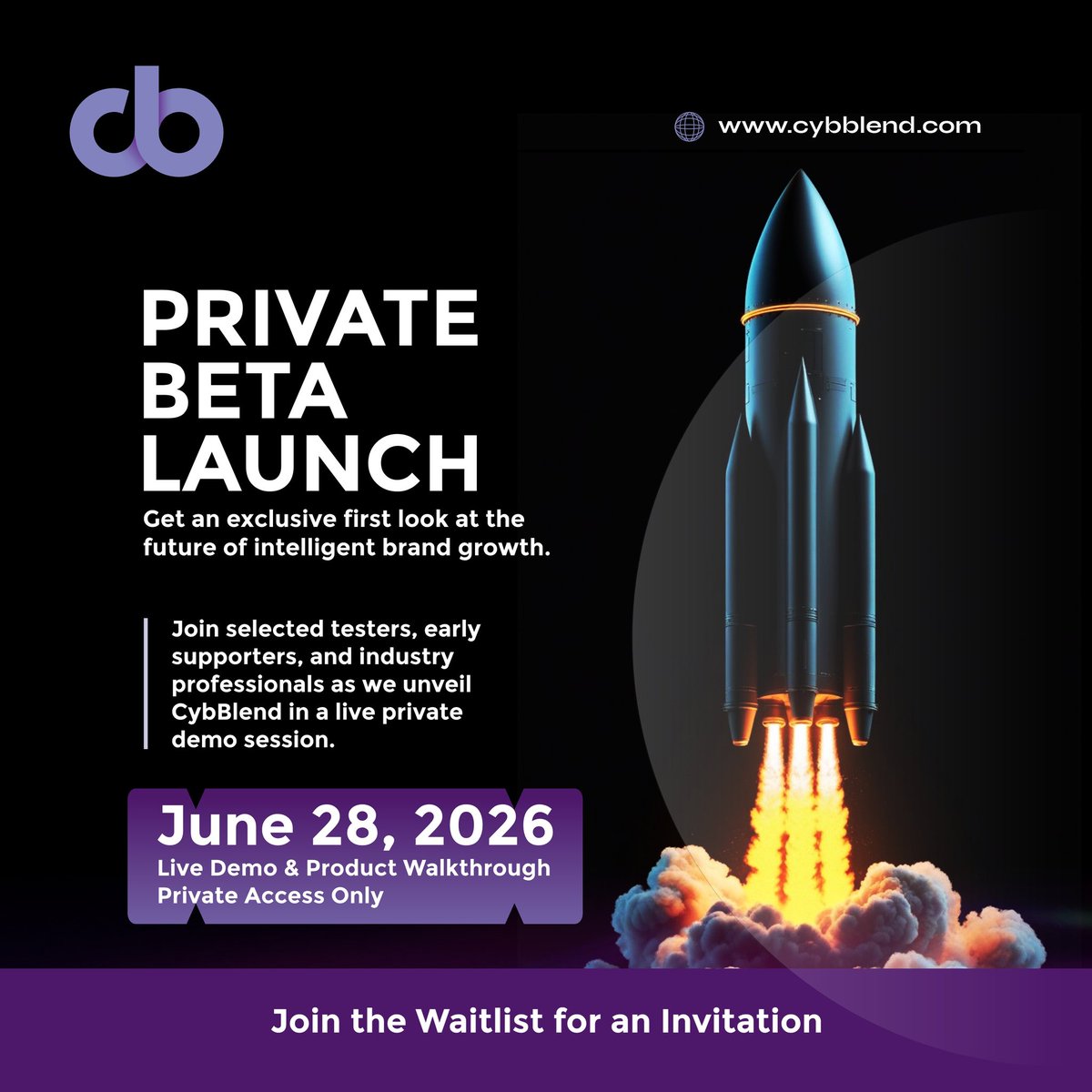 cybBlend's tweet photo. We're officially moving to a Private Beta Launch on June 28.

A selected group of early users will get exclusive access to see CybBlend in action, meet the
founders, and help shape what's next

Join the waitlist for a chance to get invited

#CybBlend https://t.co/yWwa3VTNDr